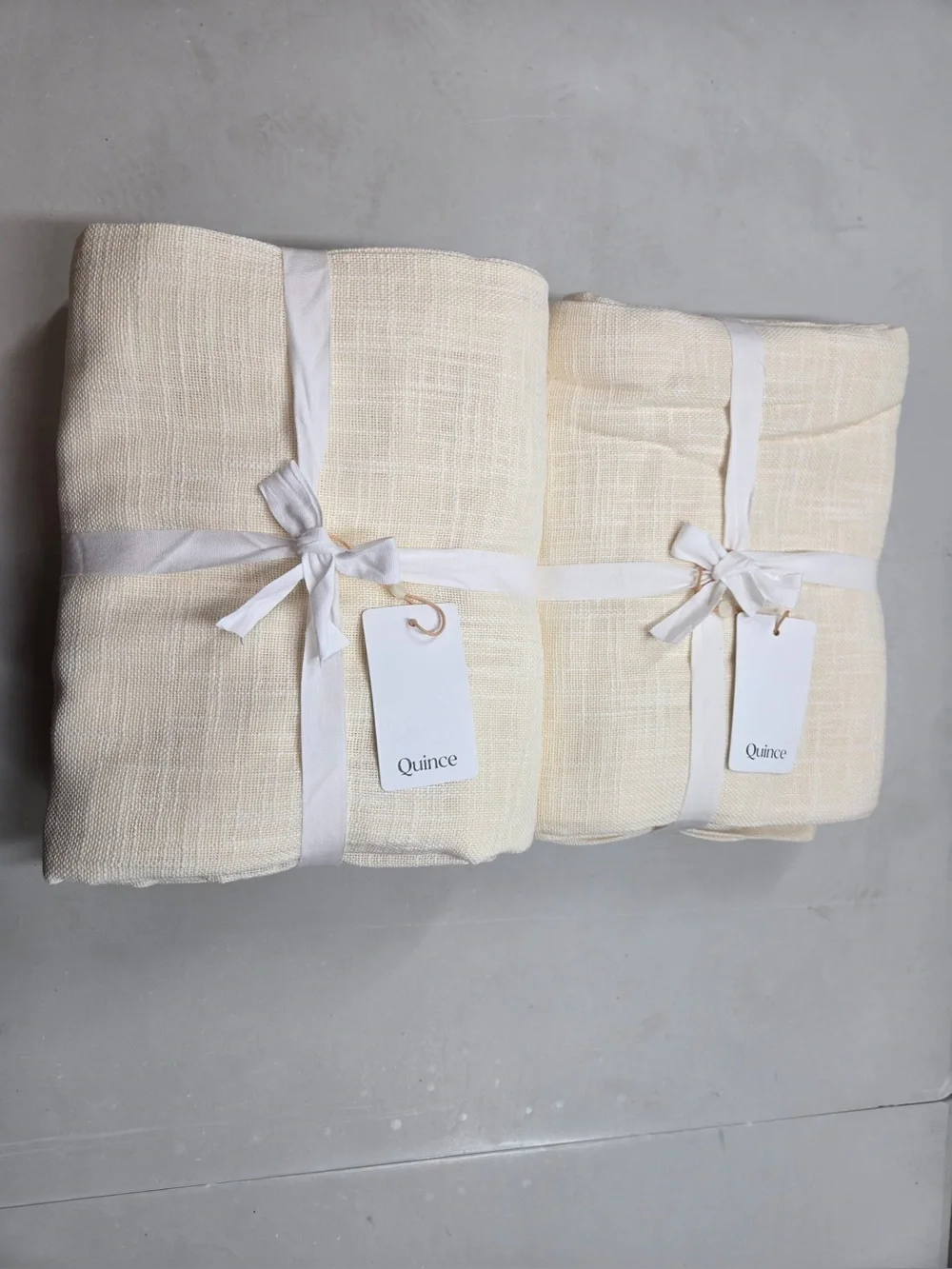 NWT QUINCE Set Of 4 48x96 Cotton Sheer Curtains Ivory 0955